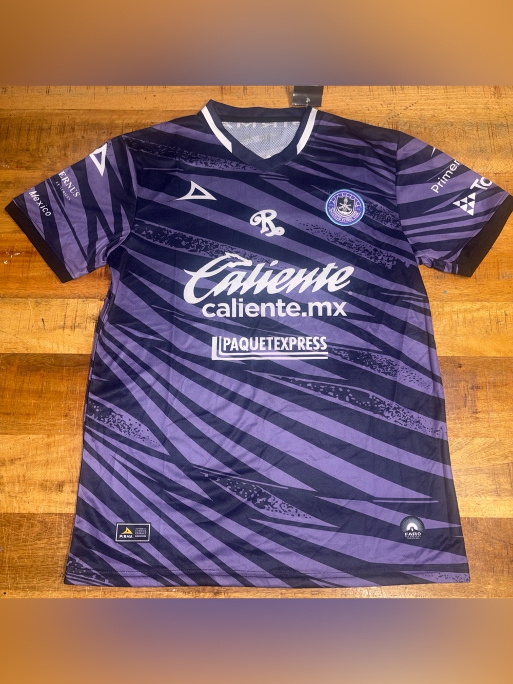 Pirma Mazatlan Home Futbol Club Men's Soccer Jersey Purple White #22 Montaño Lg
